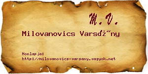 Milovanovics Varsány névjegykártya
